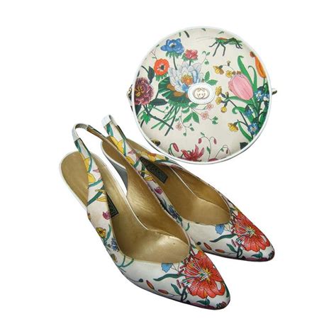 Gucci 'Flora' Canteen Handbag With Matching Silk Sling Back